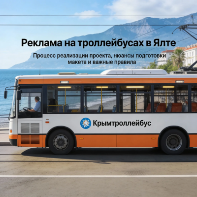 Реклама на троллейбусах в Ялте. Реклама на троллейбусах в Ялте.